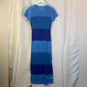 Dress Maxi Crochet Figure-Hugging Short Sleeve Crew Neck UNBRANDED Sz Jr XL